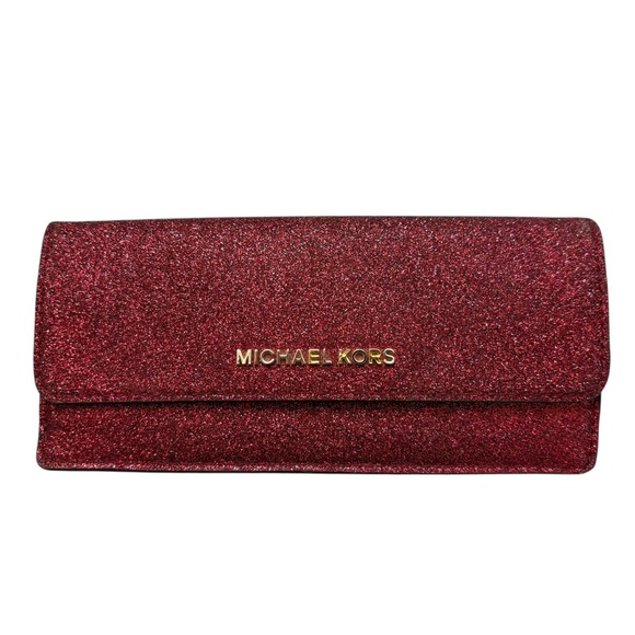 Michael Kors Red Glitter slim wallet - Picture 1 of 8